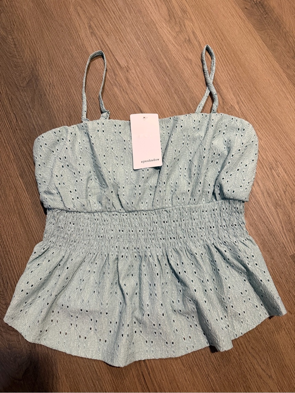 Eyeshadow Eyelet Smocked Crop Top